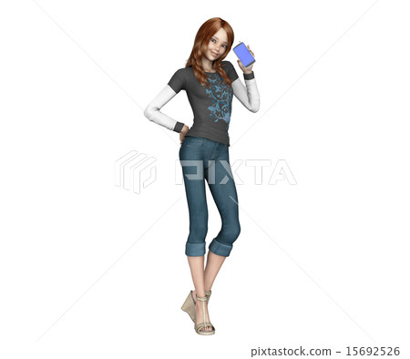 A young woman to book with smartphone 15692526