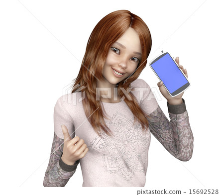 預訂與智能手機的一名年輕女子 15692528
