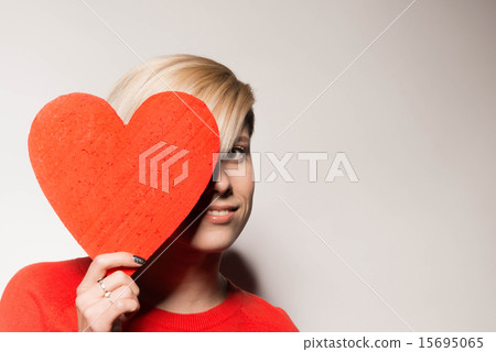 Valentine's Day. Love. Girl holding a heart 15695065