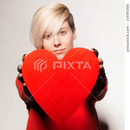 Valentine's Day. Love. Girl holding a heart 15695066