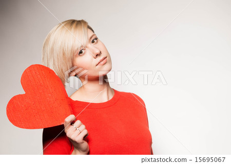 Valentine's Day. Love. Girl holding a heart 15695067