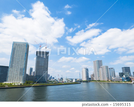 從豐洲大橋的城市景觀 從豐洲大橋的城市景觀 15695315