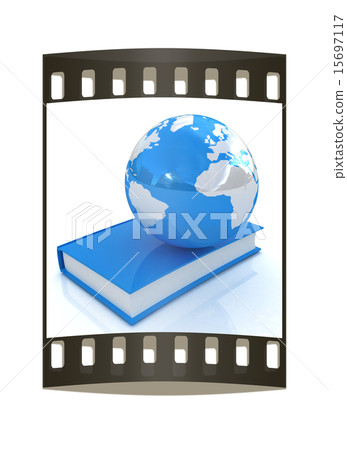 colorful books and Earth. The film strip 15697117