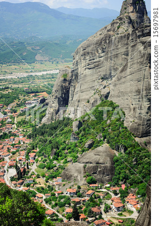 Kalambaka town view from Meteora rocks, Greece Kalambaka town view from Meteora rocks, Greece 15697981