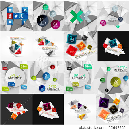Set of light, paper design option infographic banner templates 15698231
