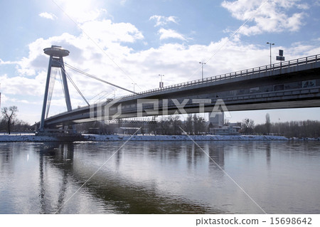 The Novy Most Bridge in Bratislava, Slovakia. The Novy Most Bridge in Bratislava, Slovakia. 15698642