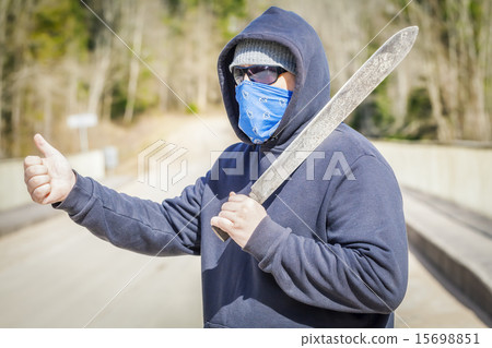 Man with machete try to stop car 15698851