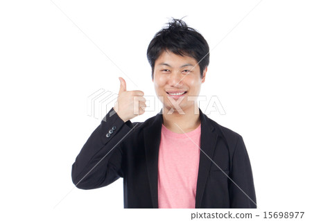 男子穿著夾克豎起大拇指 15698977