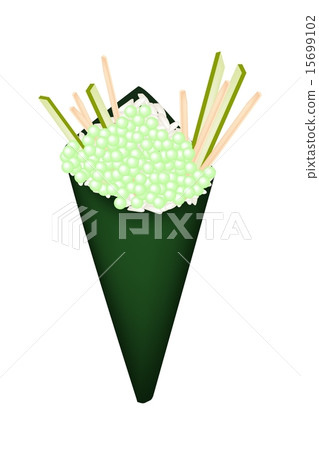 Green Tobiko Temaki with Cucumber and Carrot 15699102