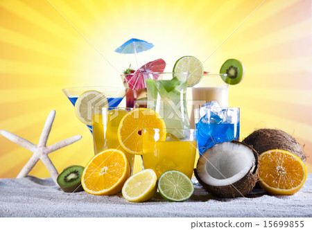 Summer drink with beach on background 15699855