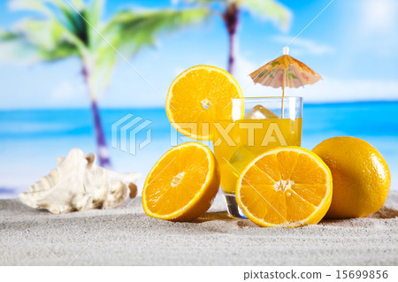 Summer drink with beach on background 15699856