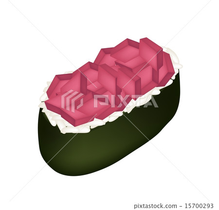 Tuna Sushi or Tuna Nigiri Isolated on White 15700293