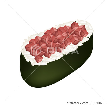Tuna Sushi or Tuna Nigiri Isolated on White 15700296