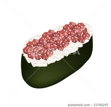 Tuna Nigiri or Tuna Sushi on White Background 15700297