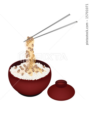 Bowl of White Rice with Fermented Natto 15701071
