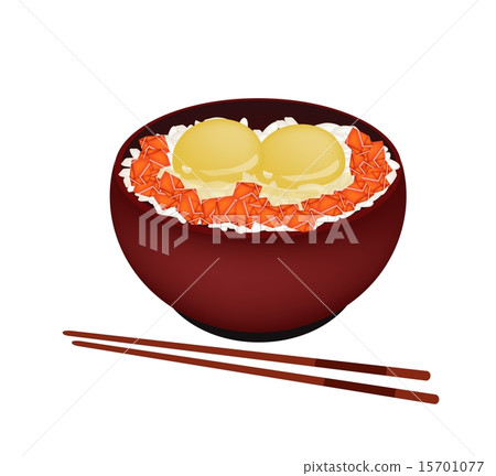 Bowl of Boiled Rice with Raw Egg and Salmon Bowl of Boiled Rice with Raw Egg and Salmon 15701077