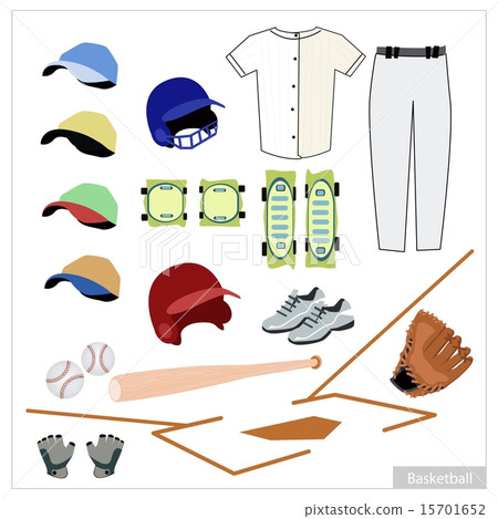 Set of Baseball Equipment on White Background 15701652
