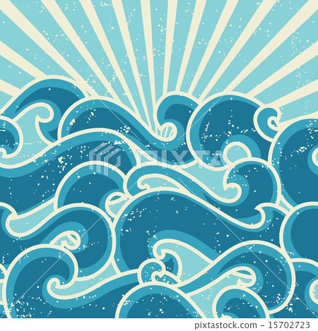 Grunge retro background with abstract curly waves 15702723