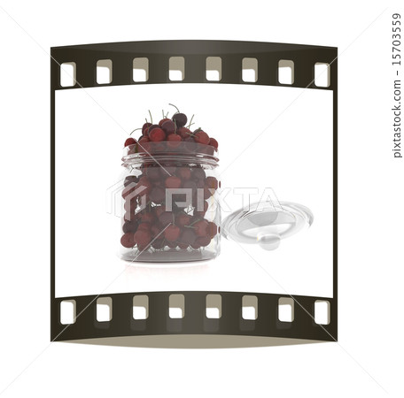 Bank of fresh cherries. The film strip 15703559
