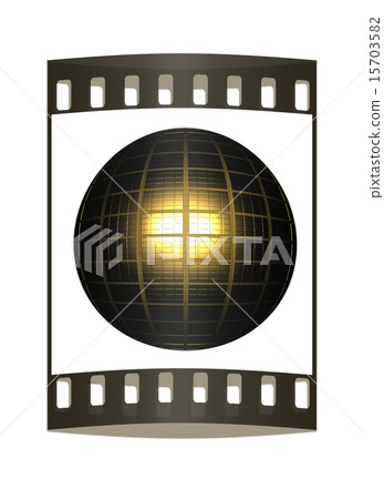 Black Gold Ball 3d render. The film strip Black Gold Ball 3d render. The film strip 15703582