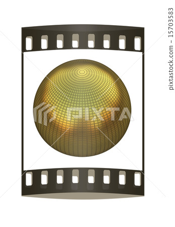 Gold Ball 3d render. The film strip 15703583