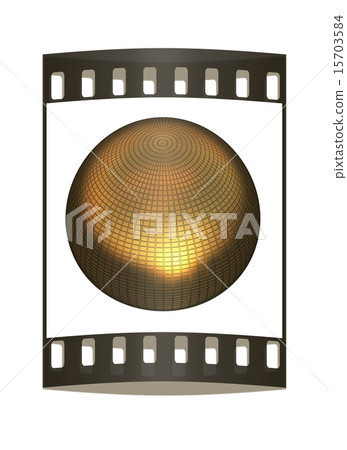 Gold Ball 3d render. The film strip 15703584