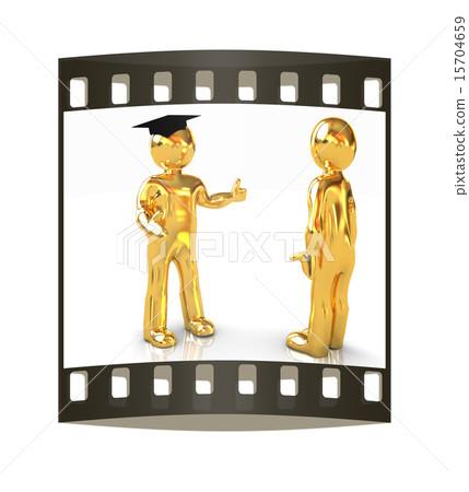 Golden man in a grad hat and man. The film strip Golden man in a grad hat and man. The film strip 15704659