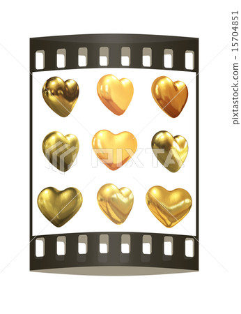 Gold hearts set for wedding design. The film strip Gold hearts set for wedding design. The film strip 15704851