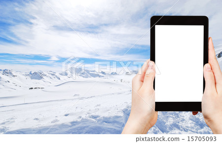 photo skiing in Alps of Paradiski area, France 15705093