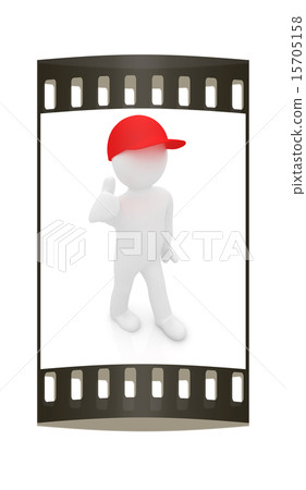 3d man in a cap with thumb up. The film strip 3d man in a cap with thumb up. The film strip 15705158
