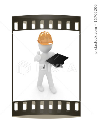 man in hard hat with grad hat. The film strip man in hard hat with grad hat. The film strip 15705206