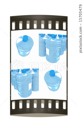 Set of bottle with blue water. The film strip Set of bottle with blue water. The film strip 15705479