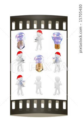 Set of 3d man with light bulb. The film strip Set of 3d man with light bulb. The film strip 15705480