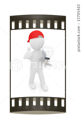 3d man with light bulb. The film strip 3d man with light bulb. The film strip 15705483
