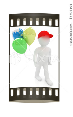 3d man keeps balloons. The film strip 15705494