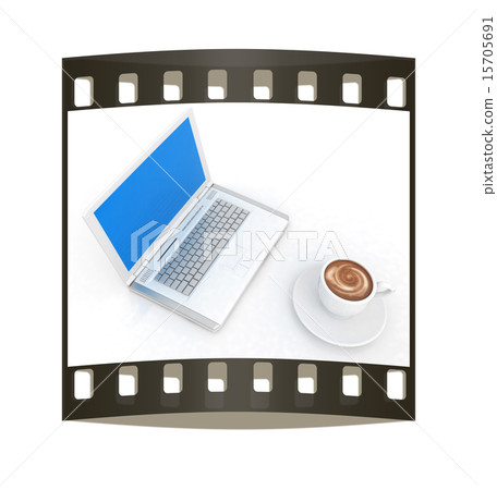 3d cup and a laptop 15705691