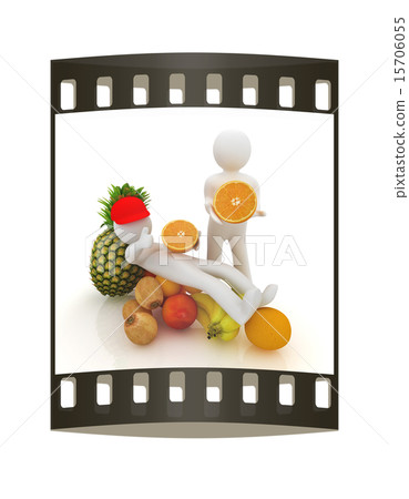 3d man with citrus. The film strip 3d man with citrus. The film strip 15706055