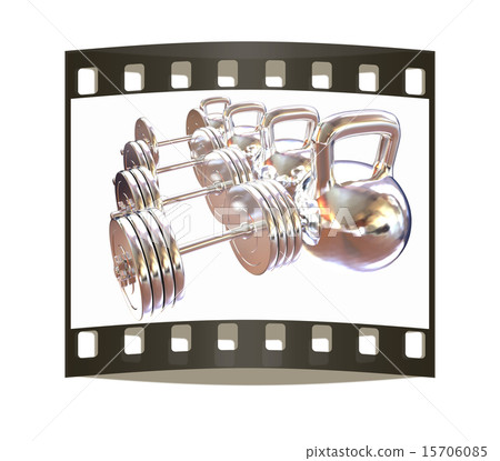 Metal weights and dumbbells. The film strip 15706085