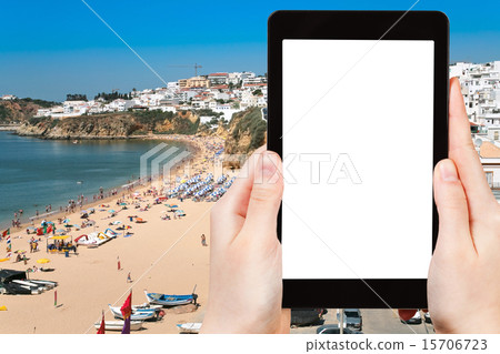 tourist photographs town Albufeira, Portugal tourist photographs town Albufeira, Portugal 15706723