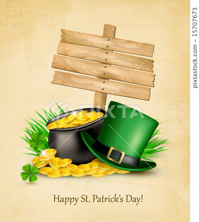 Saint Patrick's Day background with a sign, clover 15707673