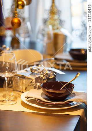 Decorated christmas table 15710486