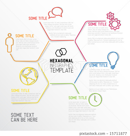Modern hexagonal Infographic report template made from lines 15711877