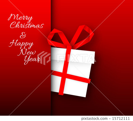 Simple red vector card with christmas gift made... - Stock Illustration ...