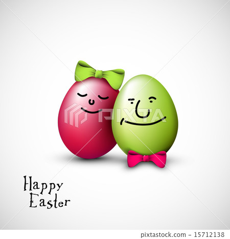 Funny easter eggs with a bow 15712138
