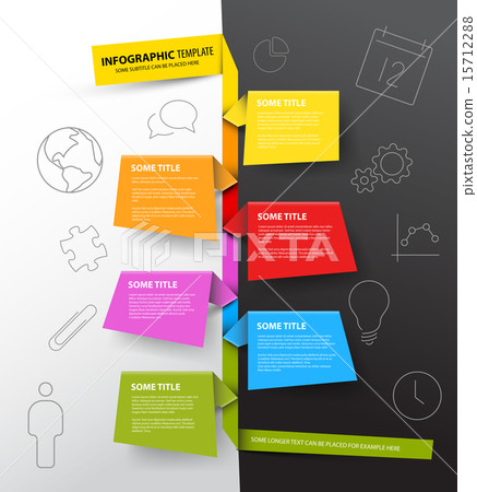 Infographic timeline report template made from colorful papers 15712288