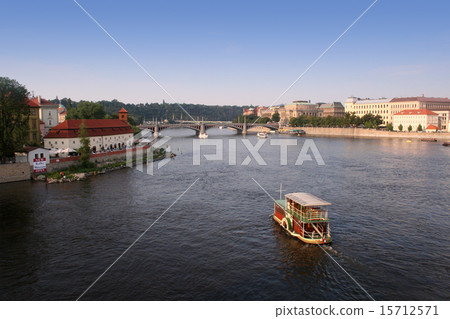 Boat on prague river 15712571