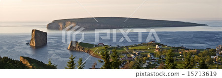 Panoramic view of perce village and Perce Rock, Qu 15713619