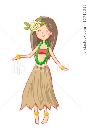 夏威夷草裙舞女孩與附加的雞蛋花跳舞草裙舞 15715313