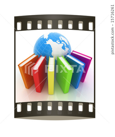Colorful books and earth. The film strip Colorful books and earth. The film strip 15716261