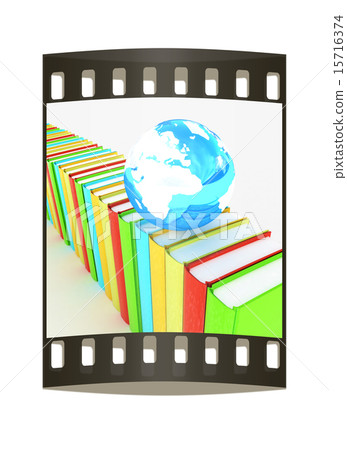 Colorful books and earth. The film strip Colorful books and earth. The film strip 15716374
